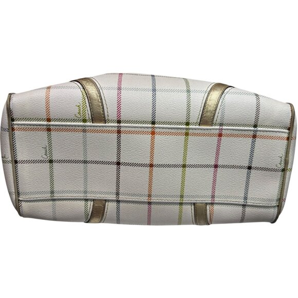 Coach Multicolor Plaid Signature PeytonTattersalll Satchel with Gold - Preowned - Picture 12 of 15